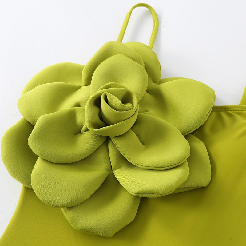 Kelly Rosette Swimsuit With Skirt In Neon