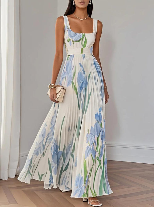 Pansy Floral Statement Maxi Dress In White