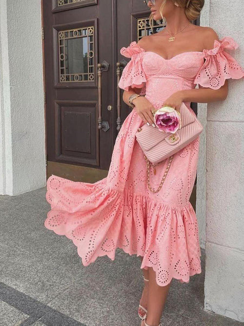 Filicia Eyelet Cotton Dress In Pink