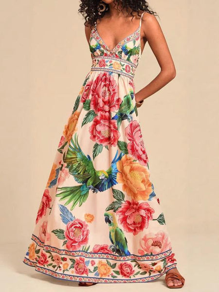 Anemone Floral Summer Holiday Dress In Multicolor