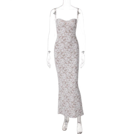 Diva Lace Bodycon Maxi Dress In White