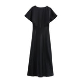 Lipasa Satin Midi Dress In Black