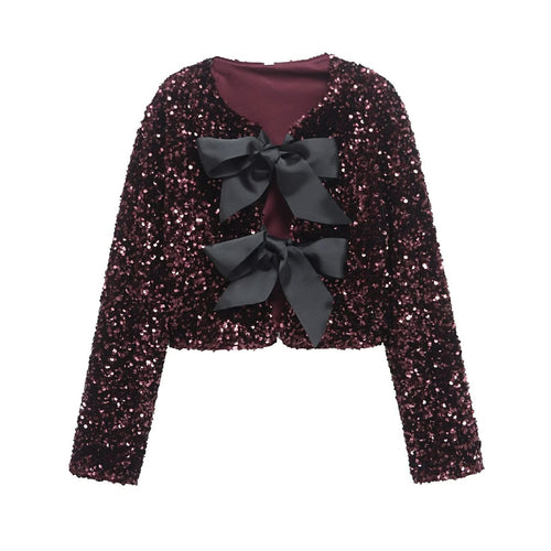 Delphina Party Sequin Bow Top