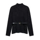 Astrid Belted Woolen Sweater In Black