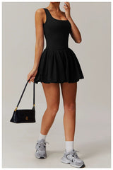 Venessa Statement Balloon Dress With Attached Short  In Black