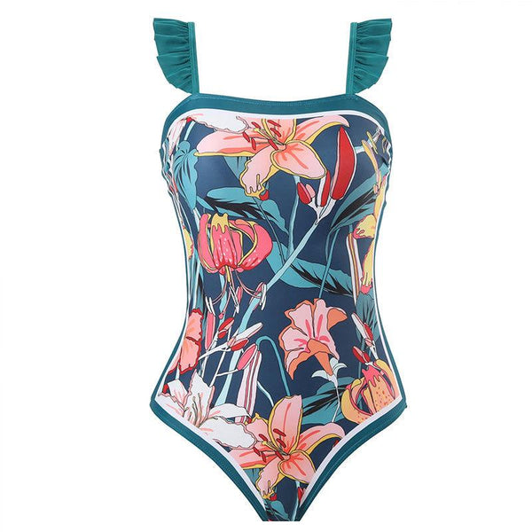 Amelie Swimsuit With Sarong In Teal Blue