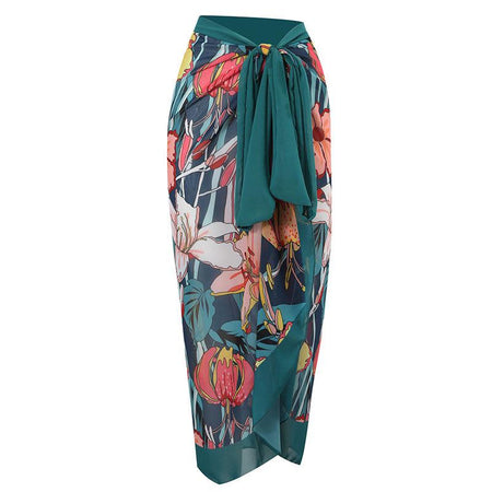 Amelie Swimsuit With Sarong In Teal Blue