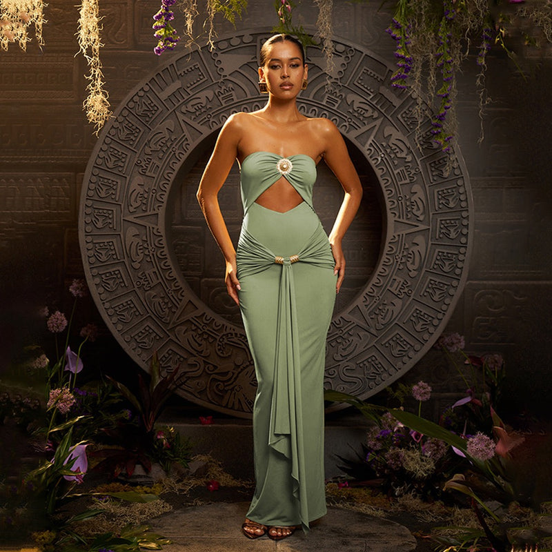 Freza Bodycon Maxi Dress In Pista Green