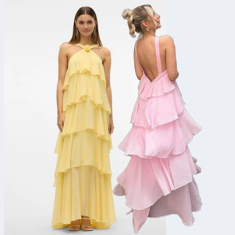 Nitsy Ruffled Maxi Dress In Pink