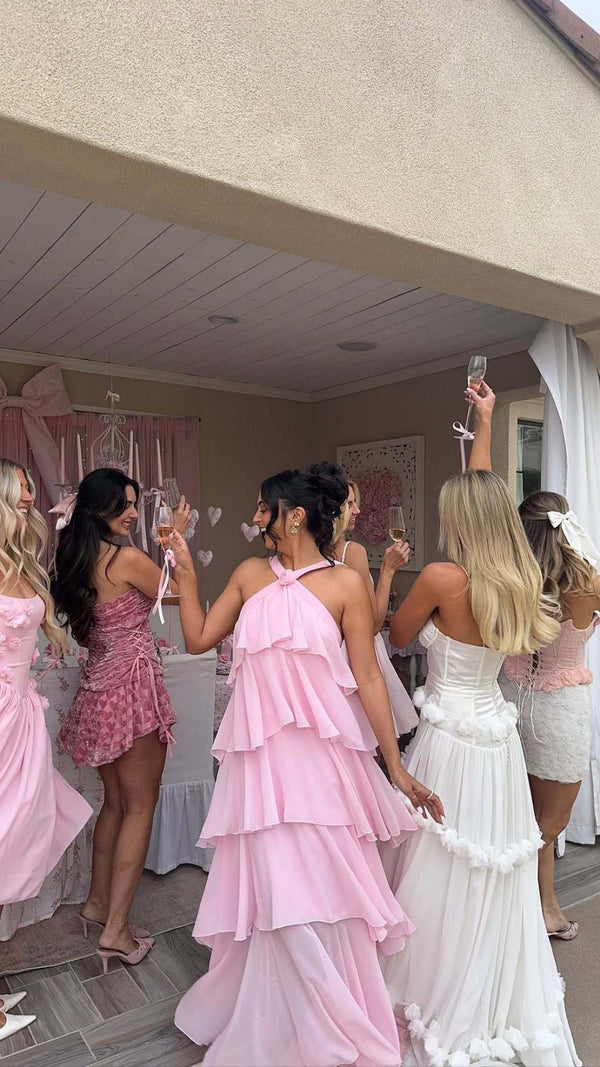 Nitsy Ruffled Maxi Dress In Pink