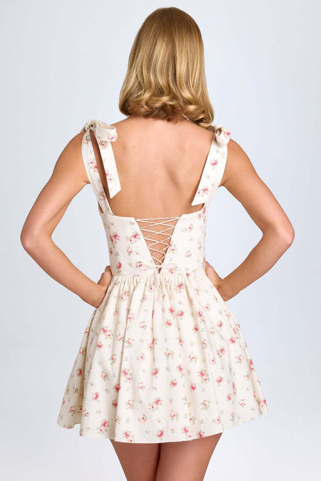 Kairos Floral Summer Mini Dress In Peach
