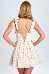 Kairos Floral Summer Mini Dress In Peach