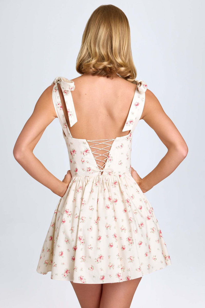 Kairos Floral Summer Mini Dress In Peach
