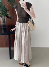 Elon Statement Striped Pants In Beige