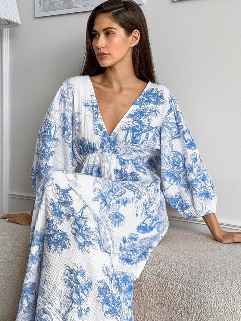 Stellan Cotton Holiday Dress In Blue