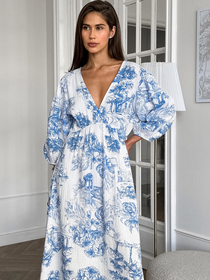 Stellan Cotton Holiday Dress In Blue
