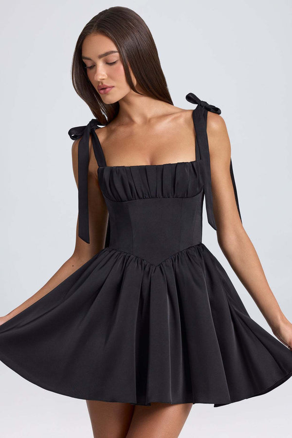 Aurele Lace-Up Mini Dress In Black
