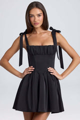 Aurele Lace-Up Mini Dress In Black