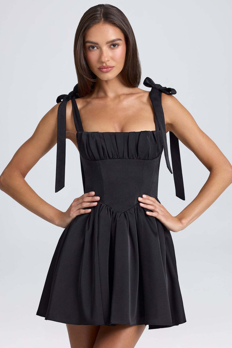 Aurele Lace-Up Mini Dress In Black