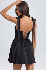 Aurele Lace-Up Mini Dress In Black