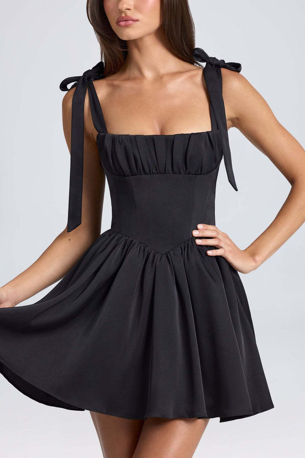 Aurele Lace-Up Mini Dress In Black