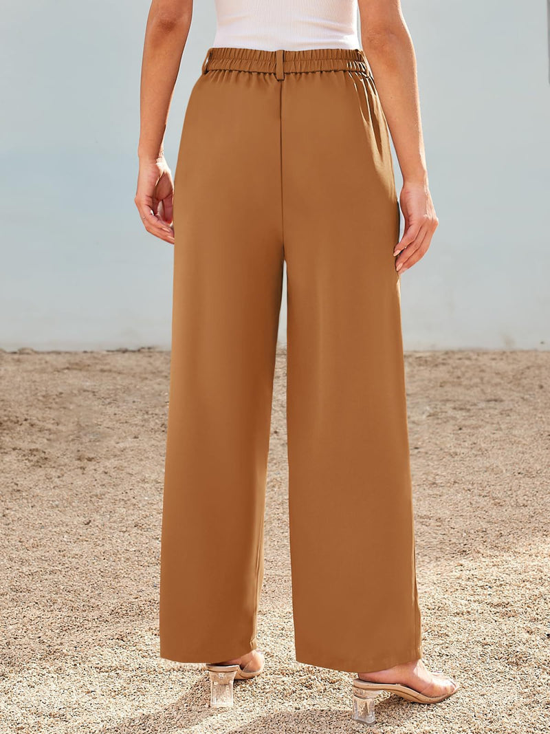 Riley Wide Leg High Waist Pants In Brown