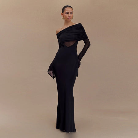 Saya Luxe Bodycon Maxi Dress in Black