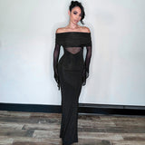 Saya Luxe Bodycon Maxi Dress in Black