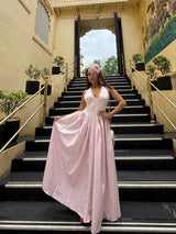 Shireen Drop Waist Midi Dress In Pink
