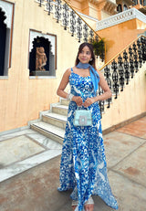 Louis Abstract Maxi Dress in Blue