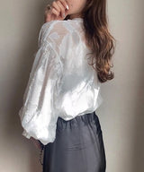 Natala Puffed Sleeve Formal Shirt In White