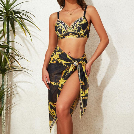 Morocco Swimsuit With Sarong Skirt In Black
