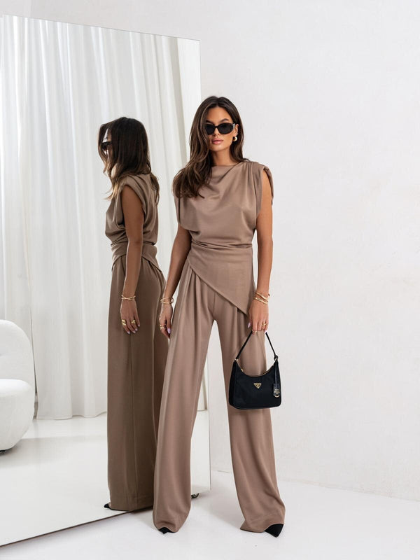 Aldina Summer Two Piece Set In Brown