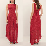 Peony Devore Maxi Dress In Red