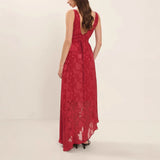 Peony Devore Maxi Dress In Red