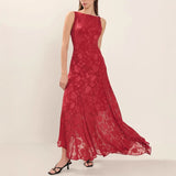 Peony Devore Maxi Dress In Red