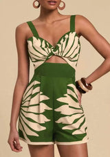 Sabella Cut-Out Romper In Green