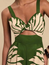 Sabella Cut-Out Romper In Green