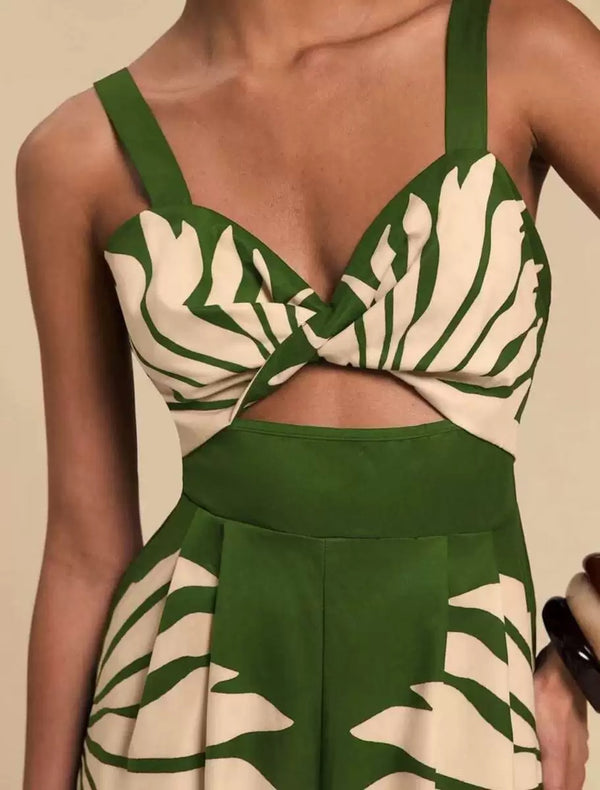 Sabella Cut-Out Romper In Green