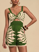 Sabella Cut-Out Romper In Green