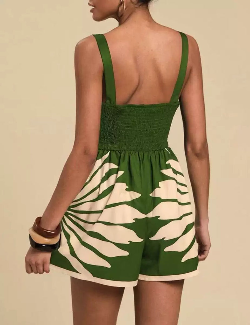 Sabella Cut-Out Romper In Green