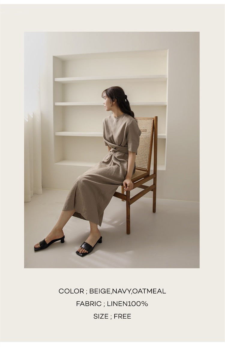 Rosaura Statement Midi Dress In Brown