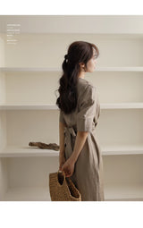 Rosaura Statement Midi Dress In Brown