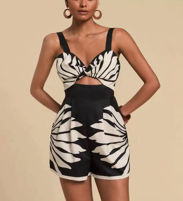Sabella Cut-Out Romper In Black