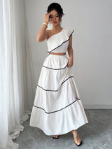 Valentino One-Shoulder Top With Skirt Coord Sets