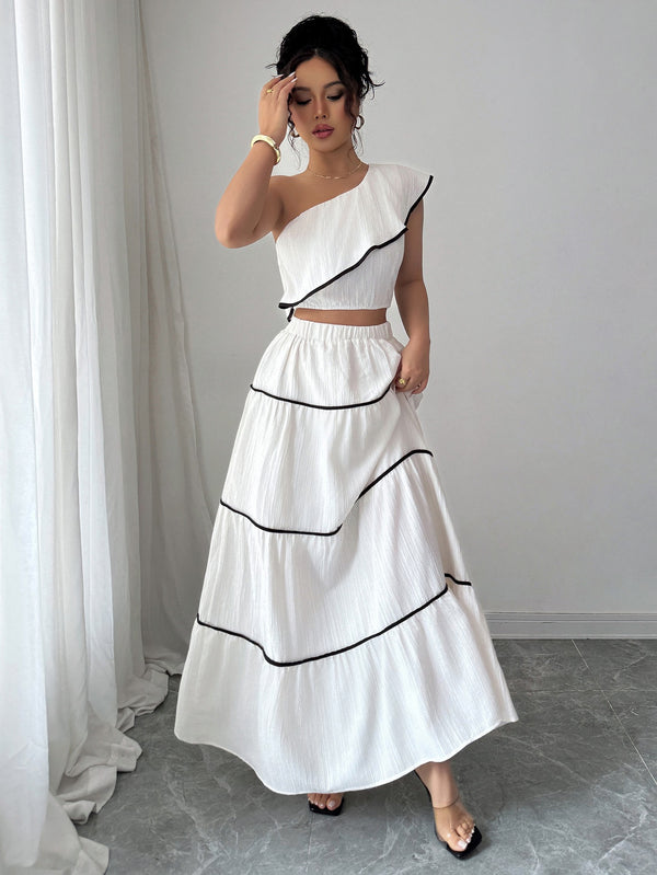 Valentino One-Shoulder Top With Skirt Coord Sets
