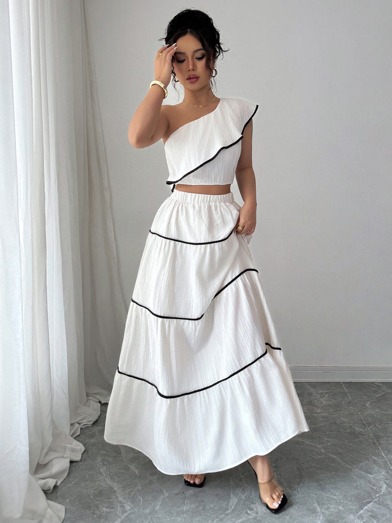 Valentino One-Shoulder Top With Skirt Coord Sets