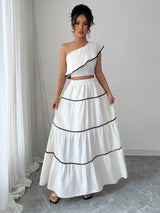 Valentino One-Shoulder Top With Skirt Coord Sets