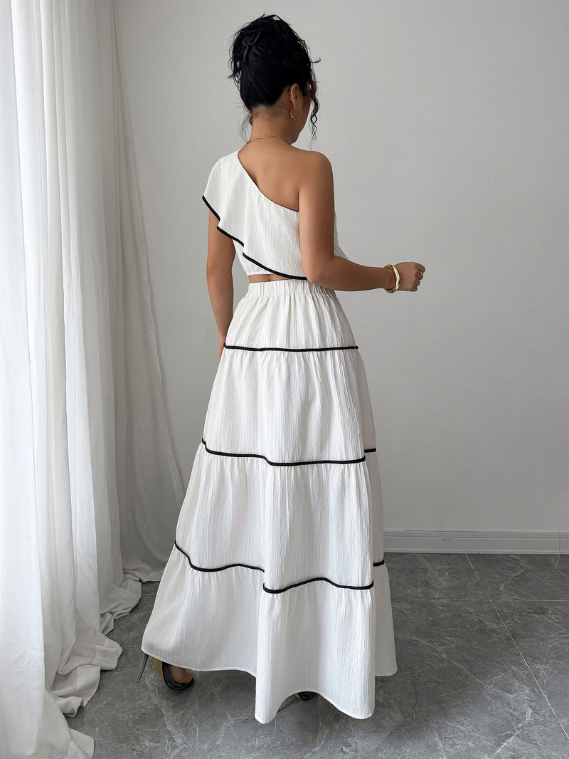 Valentino One-Shoulder Top With Skirt Coord Sets