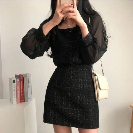 Black - Louisa Tweed 2 Pc Set